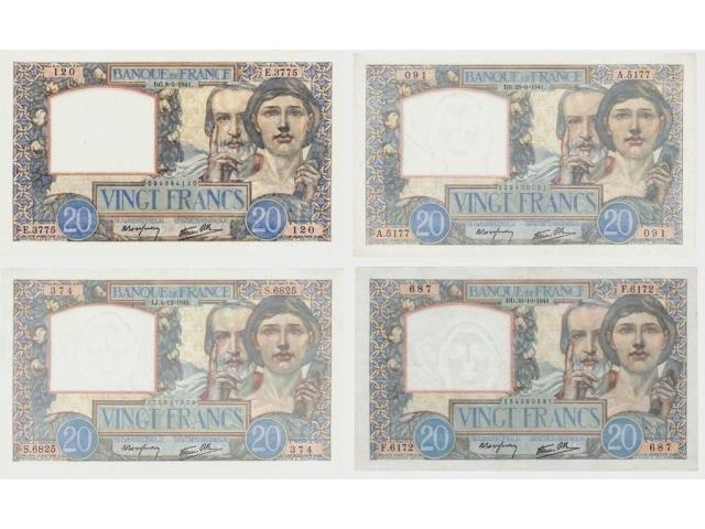 Photo F 12 LOT A DE 8 BILLETS 20 F SCIENCES image 2/4