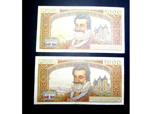 Photo f 49    5000 f HENRI  IV     LOT   2 BILLETS image 2/2