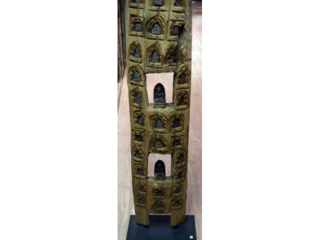Photo Grand autel incrusté de Bouddha en terre cuite - H: 190 cm image 2/4