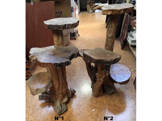 Photo Grande porte plante en bois et racine de teck - H: 74 ou 81 cm image 2/4
