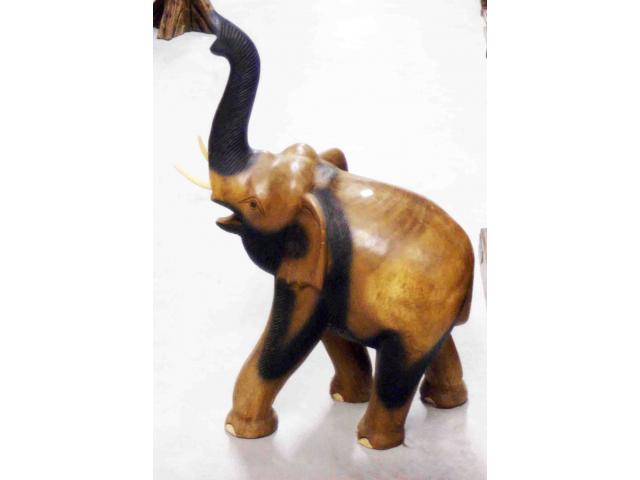 Photo grande statue d'éléphant en bois - H: 80 cm image 2/3
