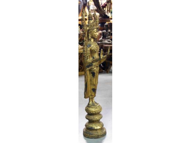 Photo grande statue de Bouddha ancien en bronze - H: 108 cm image 2/5