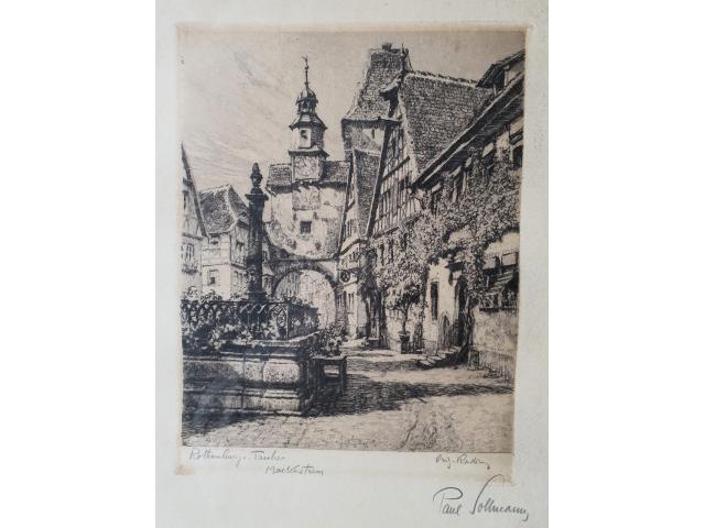 Photo Gravure allemande de la tour Rothenburg signée PAUL SOLLMANN image 2/6