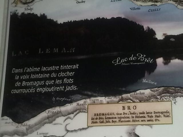 Photo Gravure ancienne du Lac Léman, plastifiée avec 1 message inscrit. image 2/3