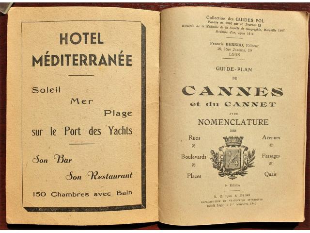 Photo Guides Pol ~ Plan-guide de Cannes et carte de la région 1949 image 2/6