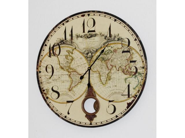 Photo Horloge Murale modèle Vintage, sur fond du Globe Terrestre d'autrefois. image 2/5