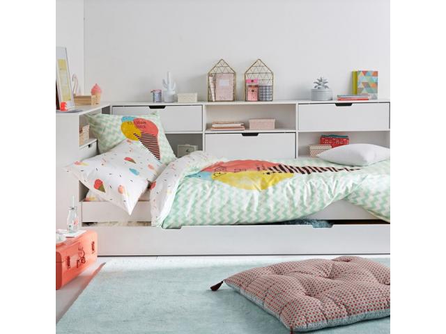 Photo Lit enfant blanc 90x190 cm + lit d'appoint avec rangement lit enfant moderne lit enfant en bois lit image 2/3