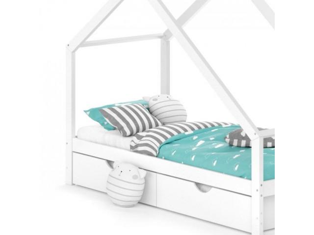 Photo Lit montessori blanc avec 2 tiroirs pour enfant 90x200 cm lit enfant lit fille lit gacon image 2/3