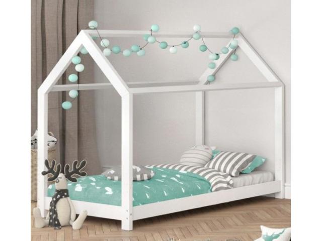 Photo Lit montessori blanc pour enfant 90x200 cm réglable lit enfant lit cabane lit fille lit garcon lit m image 2/2