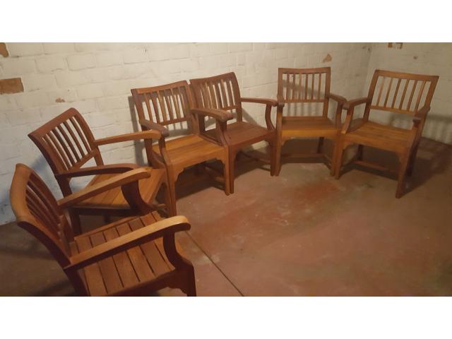 Photo lot de 6 fauteuils teak véritable image 2/2