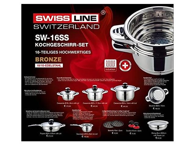 Photo Luxueuse Marque De Batteries De Cuisine Swiss Line (Sw-16s-Ss) -Authentique Qualité Professionnelle  image 2/3
