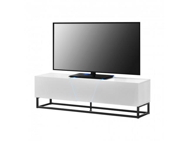 Photo Meuble TV industriel blanc LED meuble tv bas meuble tv moderne meuble tv pas cher meuble tv placard  image 2/5