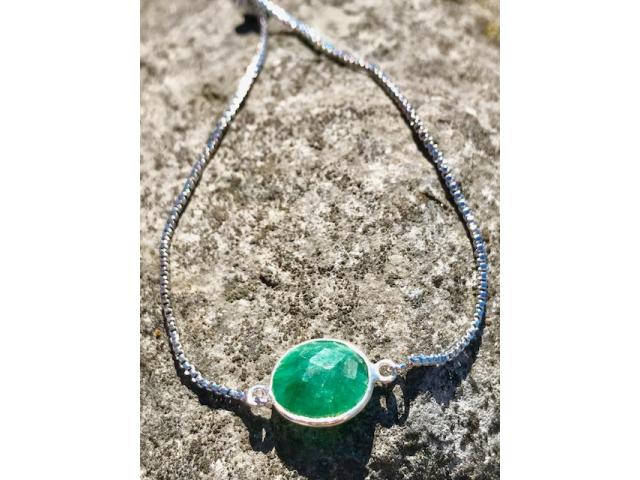 Photo NaturesGems Bracelet Gemstone Emerald Emerald Jewel SIlver Plated image 2/4