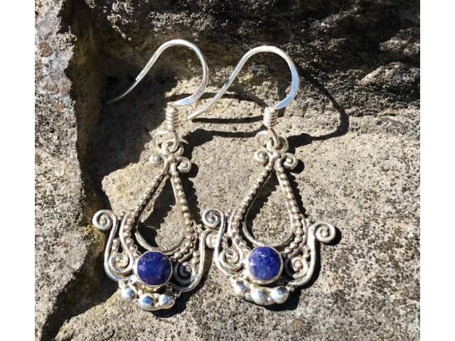 Photo NaturesGems Sapphire Earrings 100% Sterling Silver image 2/3