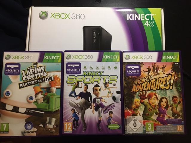 Photo Pack Xbox 360 Kinect, Noir,4Go, avec 3 jeux inclus, très bon état image 2/2