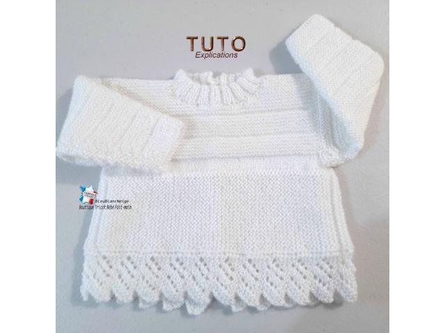 Photo Patron tricot bb, brassière, béguin, chaussons à tricoter, tuto image 2/6
