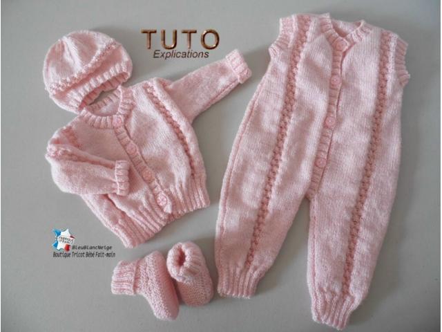 Photo Patron tricot bébé combinaison ensemble bébé explications image 2/5