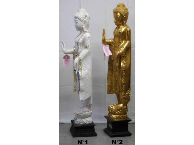 Photo Petite statue de Bouddha debout en bois - H: 114 ou 118 cm image 2/4