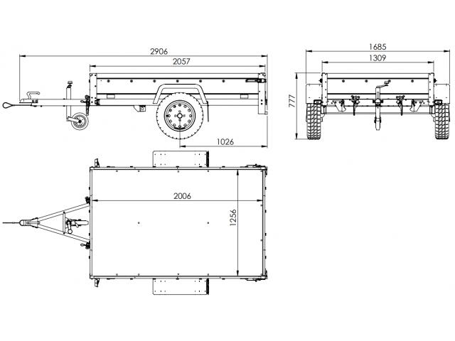 Photo REMORQUE PLIABLE 750 KG 200 X 125 AVEC BÂCHE DÔME BLEUE ET ARCEAU GARDEN TRAILER 201 KIPP image 2/6