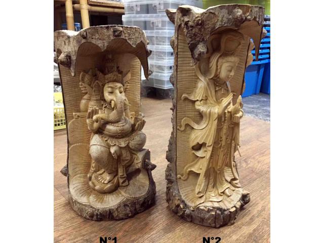 Photo Sculpture de Ganesh et de Dewi sri en bois de crocodile - H: 40 ou 43 cm image 2/3