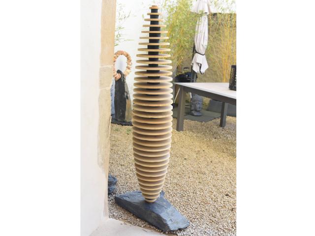 Photo Sculpture en Ardoise et Grès Beige de Chine - Statue Jardin image 2/5