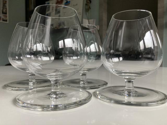 Photo Set de 4 verres en cristal fin - Dégustation cognac ou grands vins - Vintage image 2/2