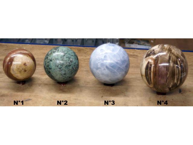 Photo sphère en bois fossilisé, calcite ou turquoise - D: 10 à 14 cm image 2/3