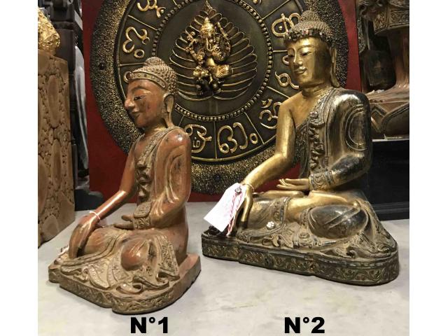Photo Statue de Bouddha assis en bois : H: 42 et 52 cm image 2/3