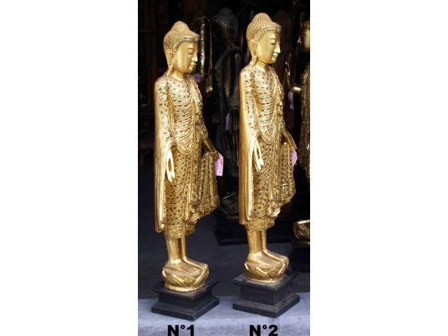 Photo statue de Bouddha debout dorée - H: 114 ou 116 cm image 2/4