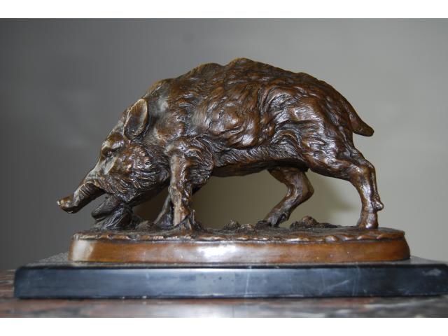 Photo SUPERBE SANGLIER EN BRONZE SIGNE SUR SOCLE image 2/6