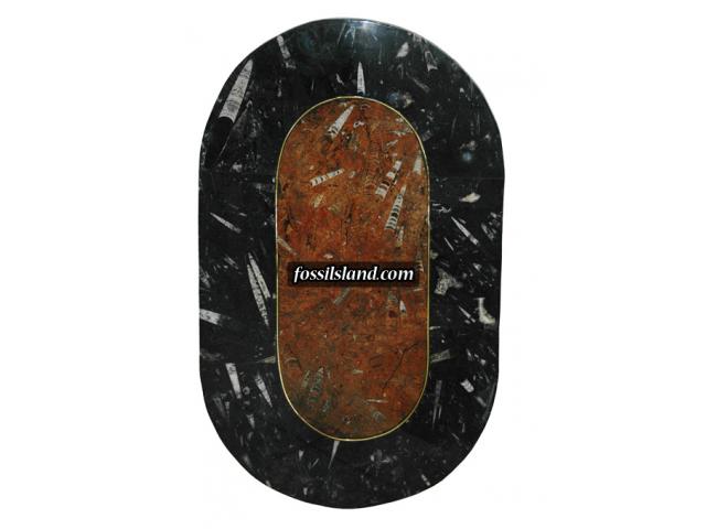 Photo Table en marbre fossiles de couleurs luxieux, le marron et le noir image 2/2