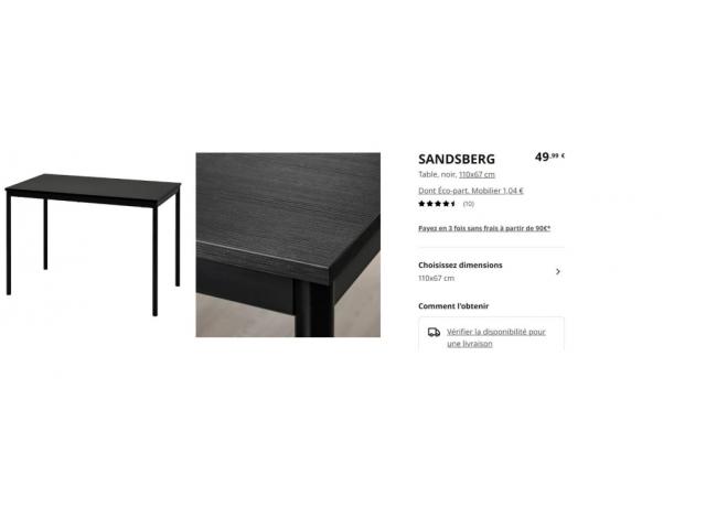 Photo TABLE ET 4 CHAISES - NOIR- IKEA image 2/2