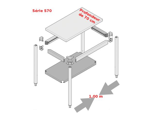 Photo Table inox kit à monter 100 cm, Inox 18/10 brossé image 2/3