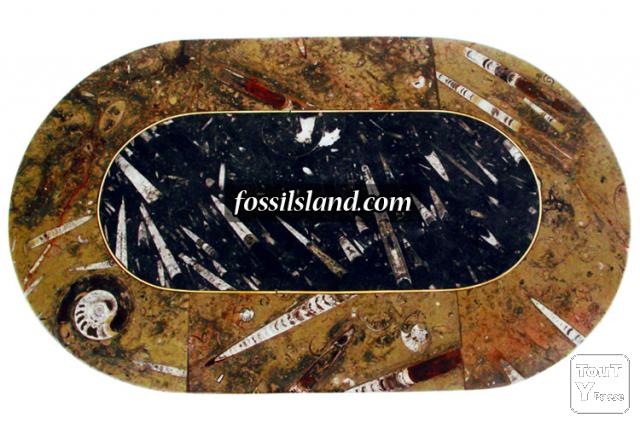 Photo Tables basse ovale en deux couleurs de marbre fossiles image 2/2