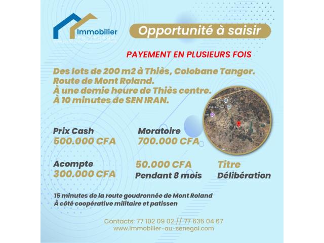 Photo Terrains de 200 mètres carrés à vendre à Thiès Sénégal image 2/2