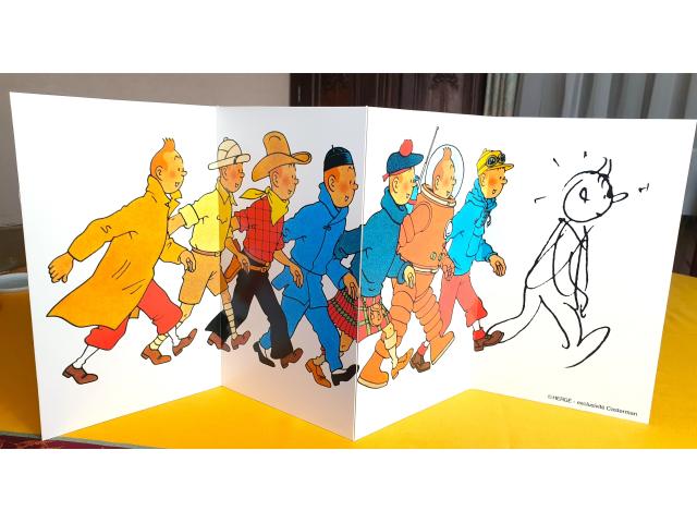Photo Tintin 1986 ❖ PLV 67 cm x 28 cm ❖ 8 personnages ~ Hergé image 2/4