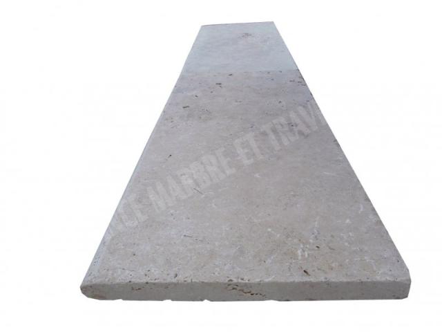 Photo Travertin Beige Nuancé Margelle de Piscine Bord Arrondi 30,5x61 cm image 2/5