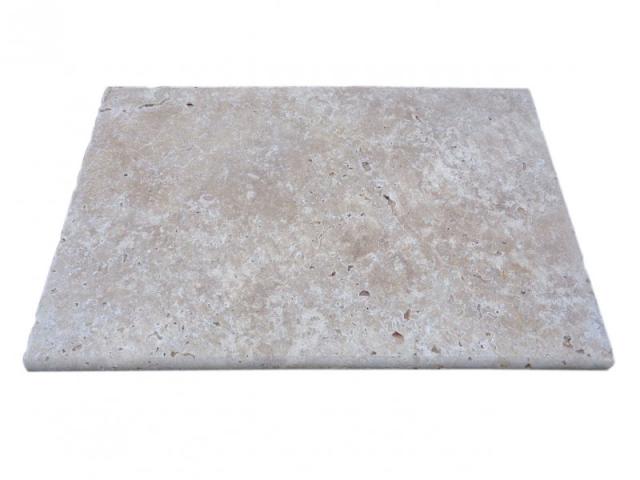 Photo Travertin Beige Nuancé Margelle de Piscine Bord Arrondi 40,6x61 cm image 2/5