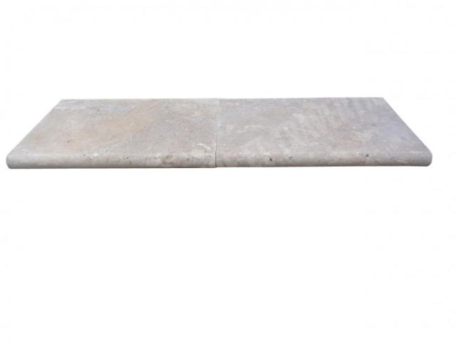 Photo Travertin Beige Nuancé Margelle de Piscine Bord Arrondi 40,6x61 cm image 2/5
