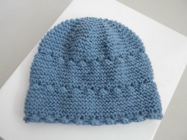 Photo Tricot bébé bonnet chaussons bleu charron laine image 2/6