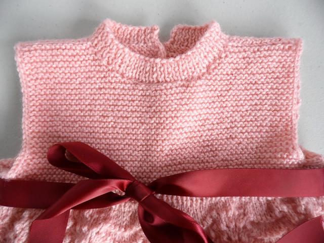 Photo tricot laine bébé fait main robe rose image 2/6