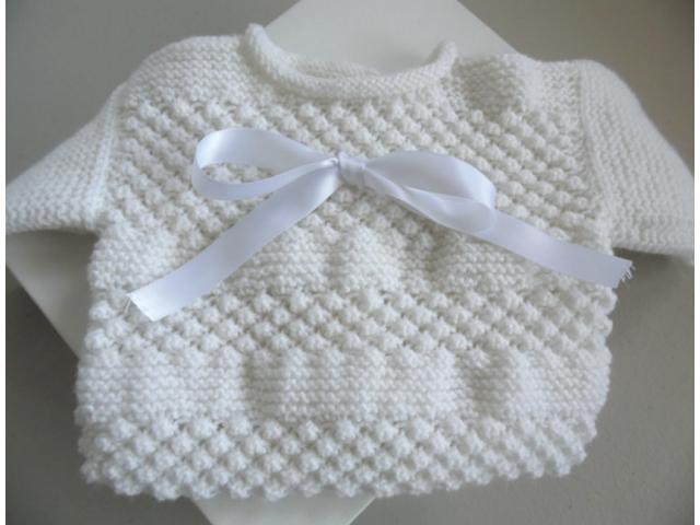 Photo Trousseau blanc naissance tricot laine bébé fait main image 2/6