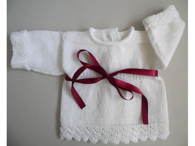 Photo Trousseau blanc naissance tricot laine bébé fait main image 2/5