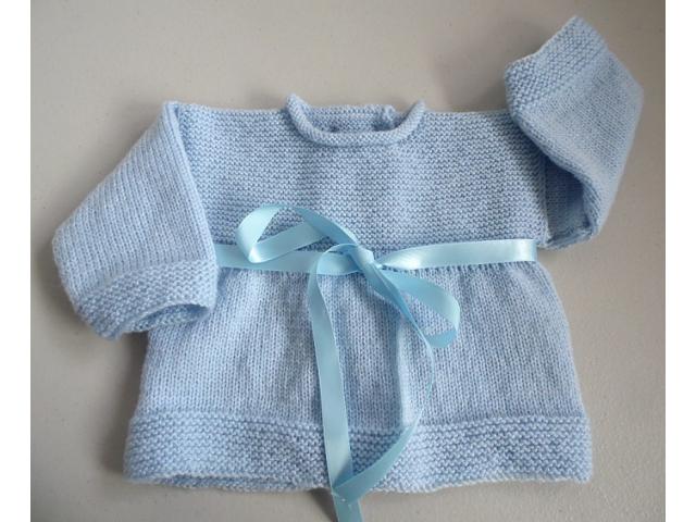 Photo Trousseau bleu naissance tricot laine bébé fait main image 2/6