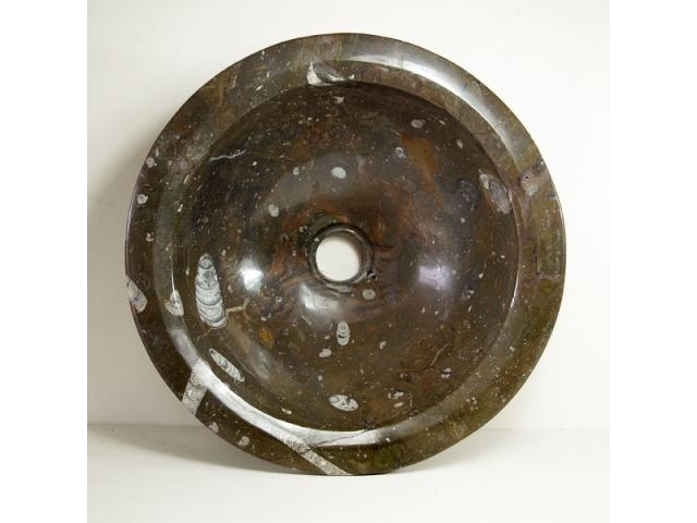 Photo Vasques bol avec et sans trou central en marbre fossilifère préhistorique image 2/6