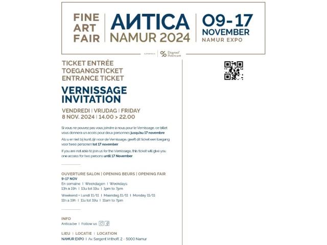 Photo Vernissage Antica Namur ✅ 2 e_tickets (8 ~ 17 nov.) image 2/3