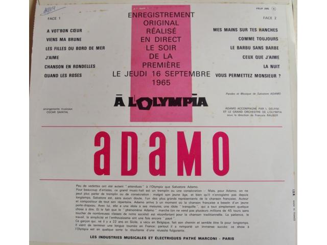 Photo Vinyl ADAMO Olympia 1965 image 2/4