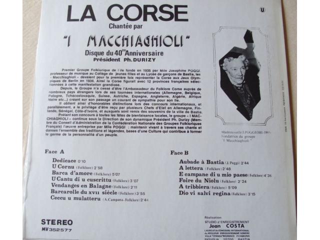 Photo Vinyl La CORSE  par I MACCHIAGHIOLI image 2/4
