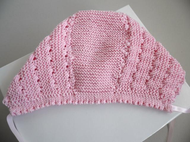 Photo Bonnet, béguin ROSE bébé tricot laine fait main image 3/5