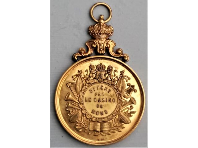 Photo Bronze ~ Médaille avec couronne ✅ Léopold II Roi Des Belges image 3/6